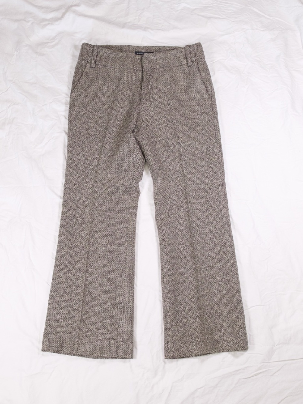 Vintage Banana Republic Brown Wool Herringbone Bootleg Pants Slacks 0P